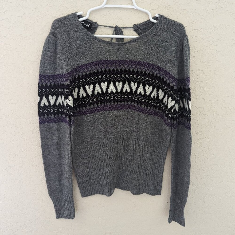 Vintage Wet Seal Sweater Hearts Open Back Keyhole Y2K Size XL